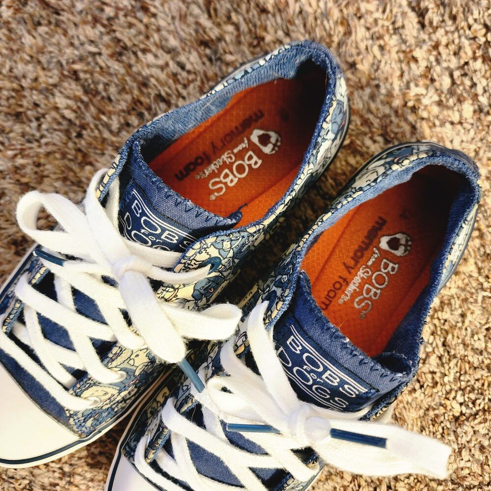 Skechers BOBS For Dogs Bow Wow Print Sneakers Size 8 Blue Multi Dog Lover - Picture 6 of 8